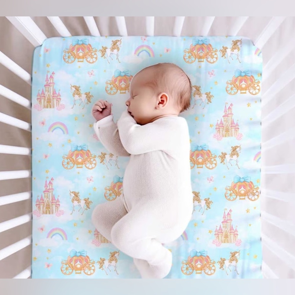 Little Snuggles Enchanted Castle Bamboo Crib Sheet Fairytale
